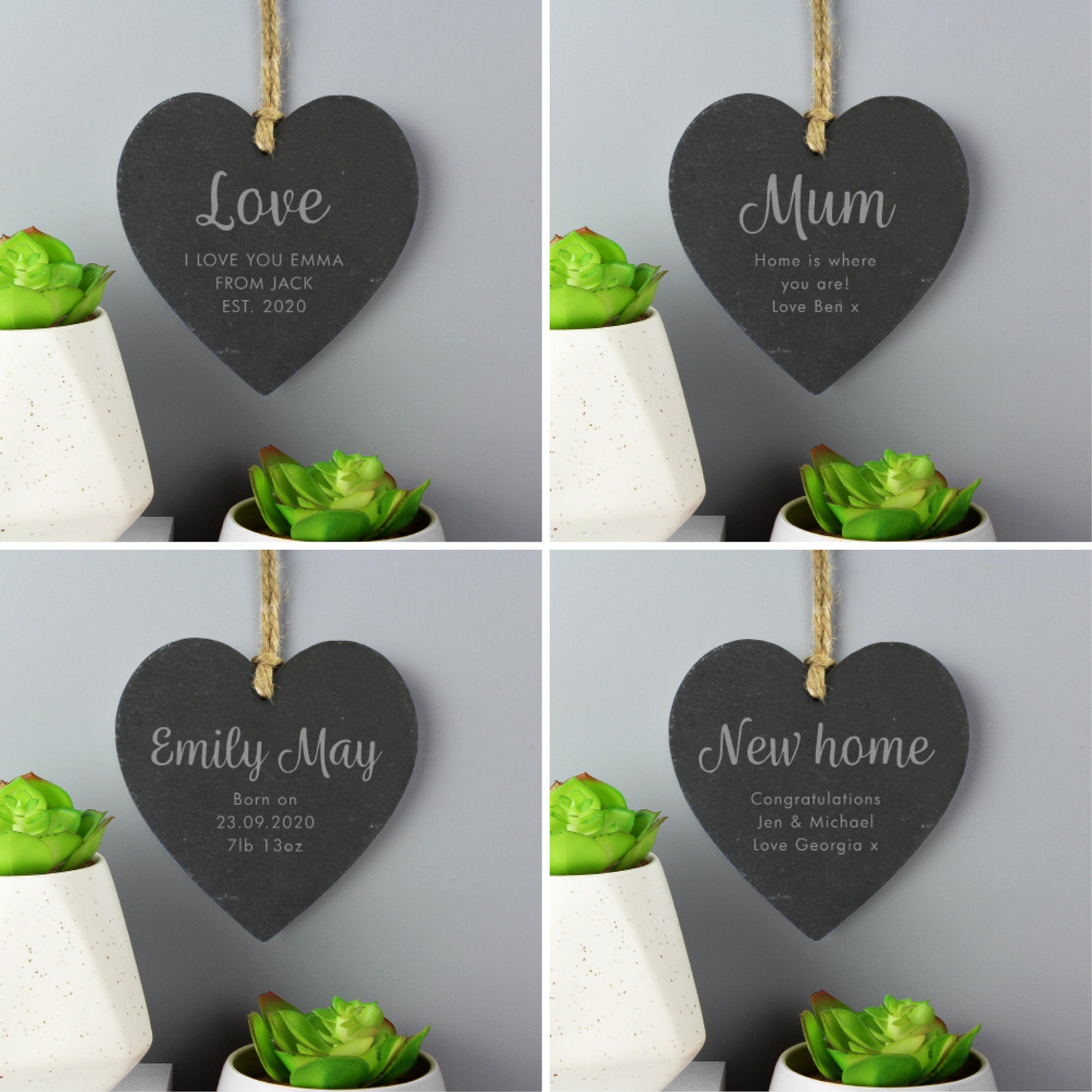 Personalised Free Text Slate Heart Decoration - MK&JD Gifts