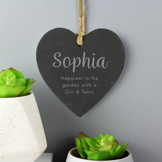 Personalised Free Text Slate Heart Decoration - MK&JD Gifts