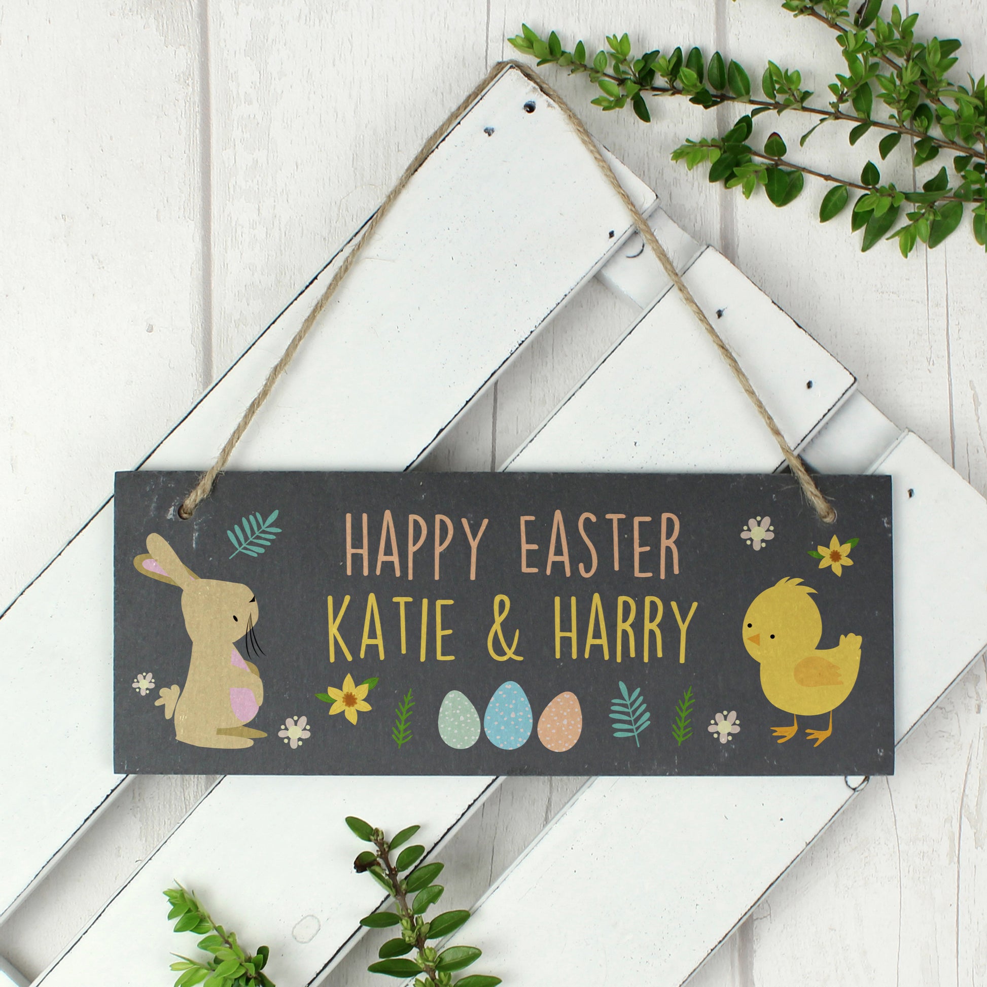 Personalised Easter Egg Hunt Slate Hanging Sign - MK&JD Gifts