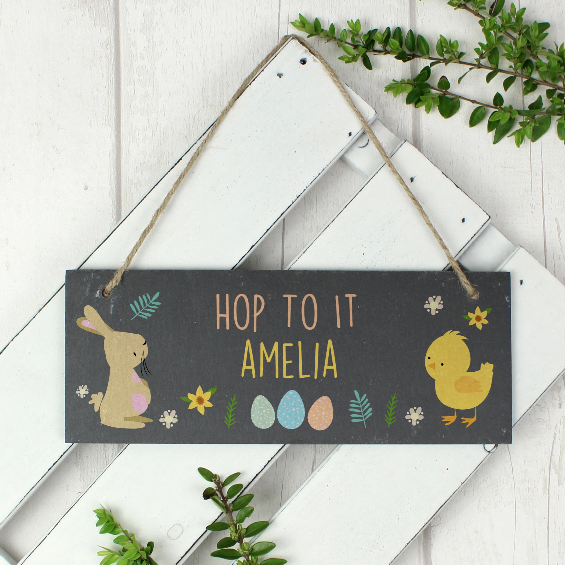 Personalised Easter Egg Hunt Slate Hanging Sign - MK&JD Gifts