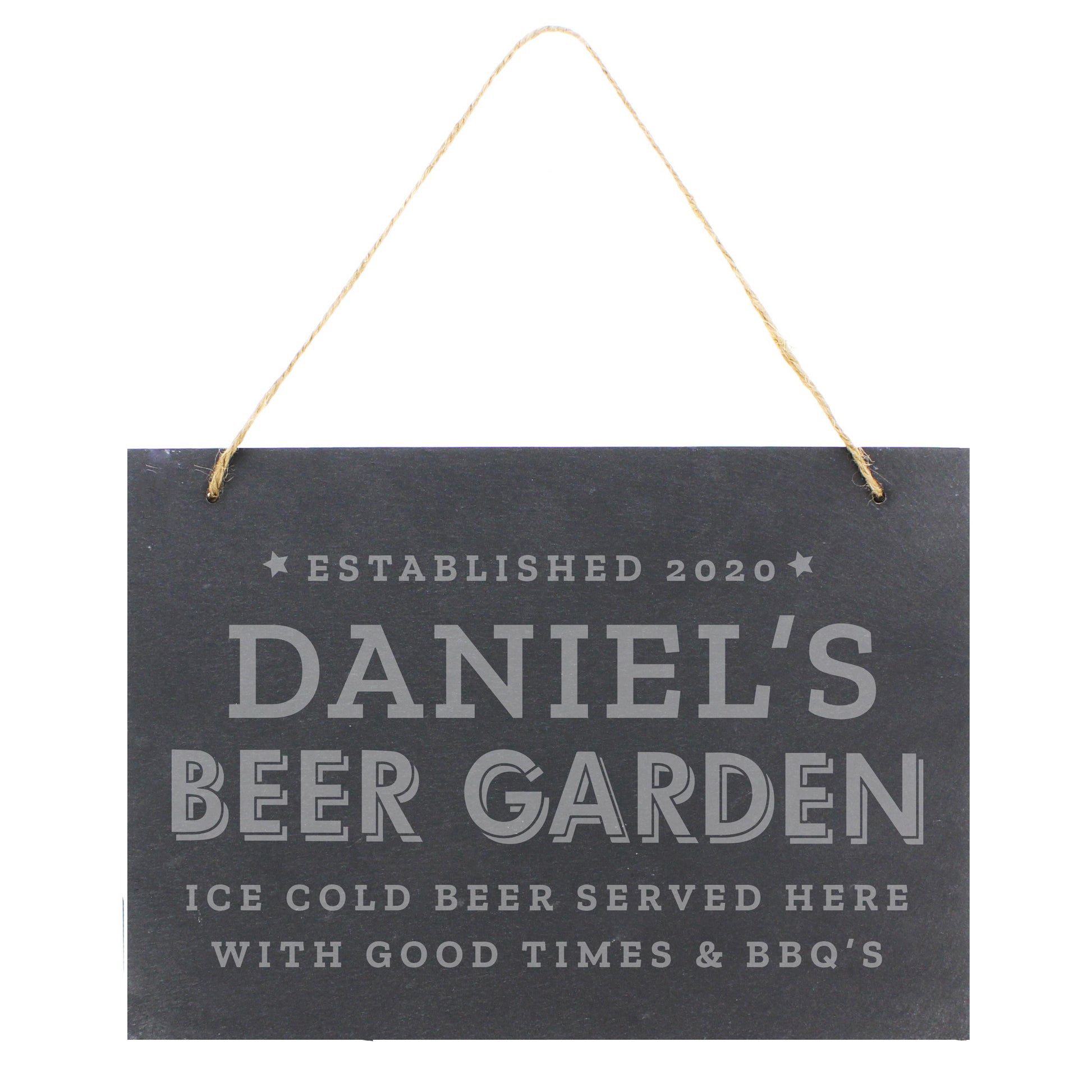 Personalised Beer Garden Hanging Large Slate Sign - MK&JD Gifts