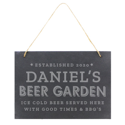 Personalised Beer Garden Hanging Large Slate Sign - MK&JD Gifts