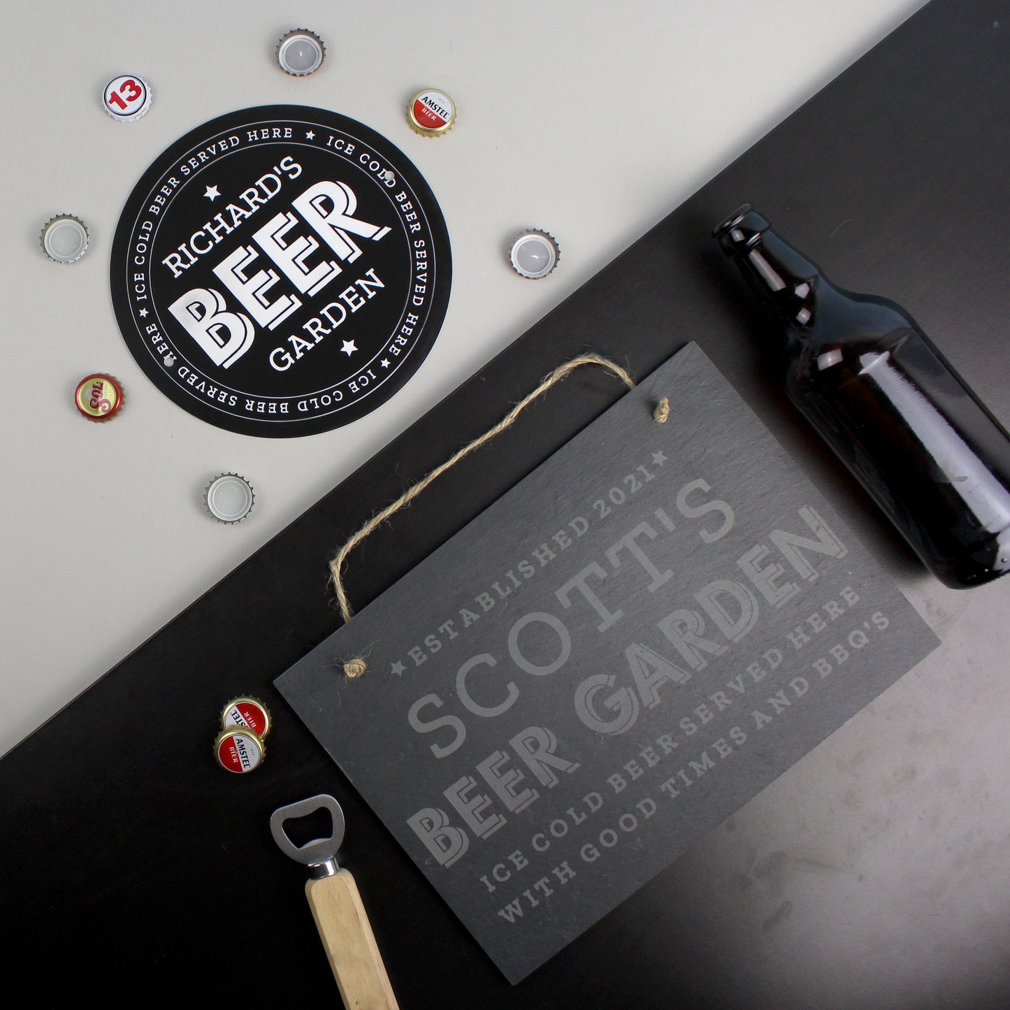 Personalised Beer Garden Hanging Large Slate Sign - MK&JD Gifts