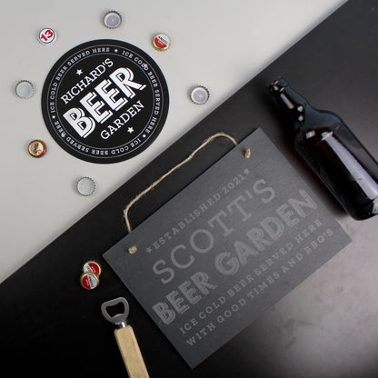 Personalised Beer Garden Hanging Large Slate Sign - MK&JD Gifts