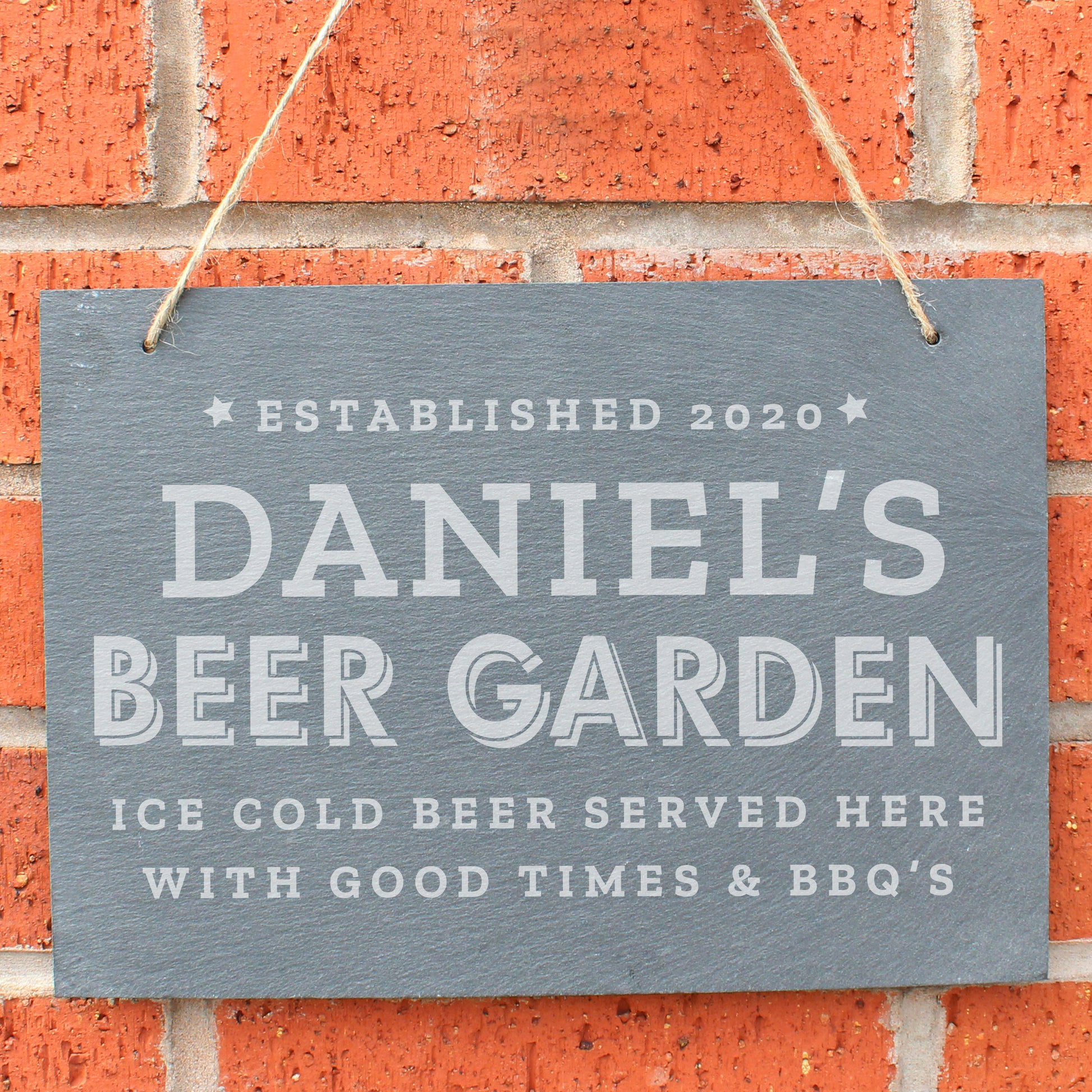 Personalised Beer Garden Hanging Large Slate Sign - MK&JD Gifts