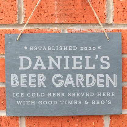 Personalised Beer Garden Hanging Large Slate Sign - MK&JD Gifts