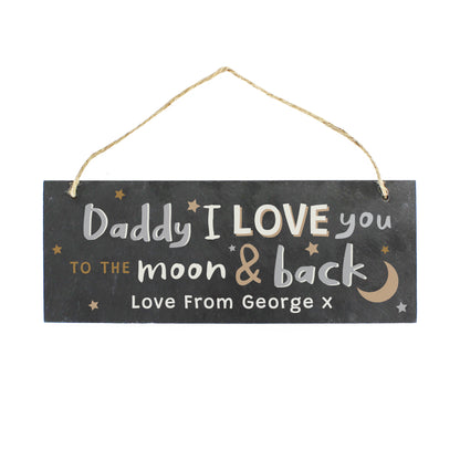 Personalised To the Moon and Back Hanging Slate Plaque - MK&JD Gifts