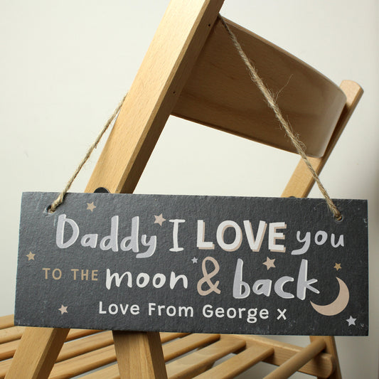 Personalised To the Moon and Back Hanging Slate Plaque - MK&JD Gifts