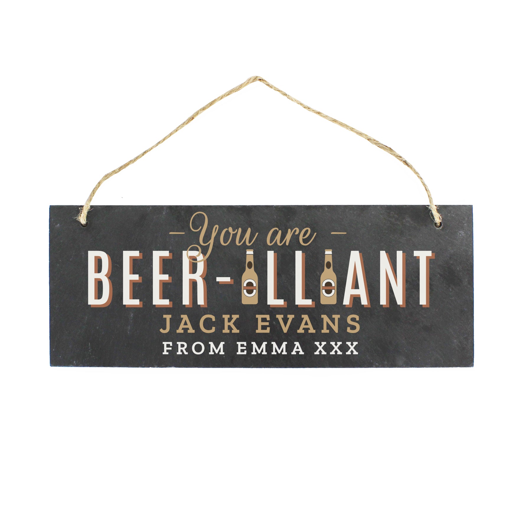 Personalised Beer-illiant Hanging Slate Plaque - MK&JD Gifts