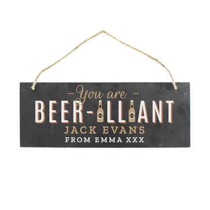 Personalised Beer-illiant Hanging Slate Plaque - MK&JD Gifts