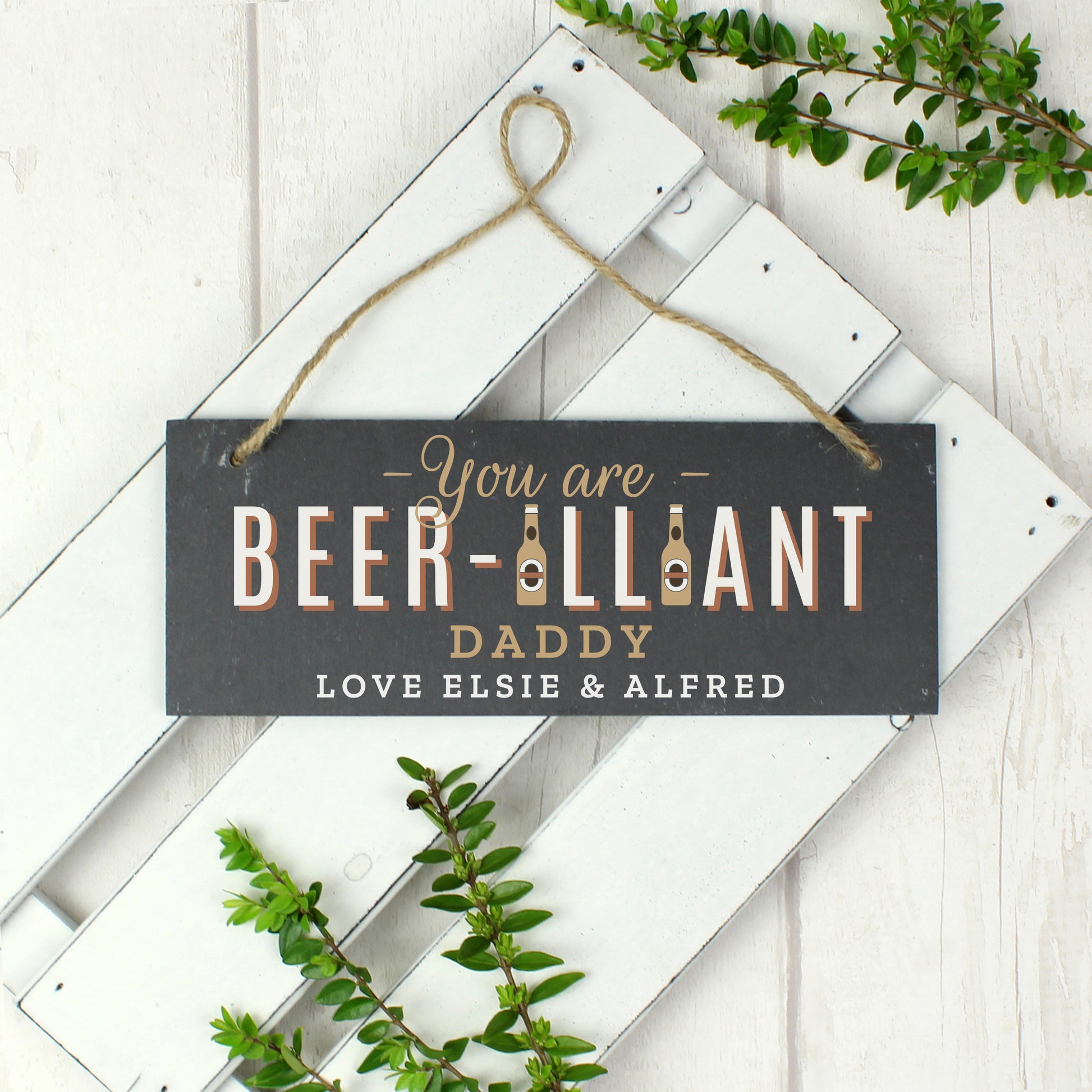 Personalised Beer-illiant Hanging Slate Plaque - MK&JD Gifts