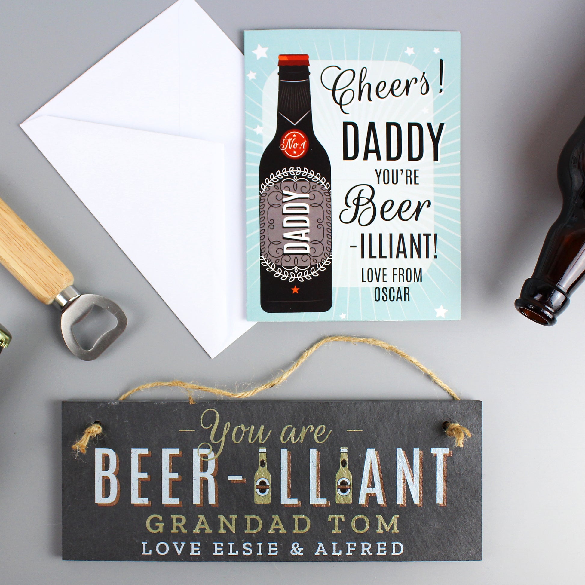 Personalised Beer-illiant Hanging Slate Plaque - MK&JD Gifts