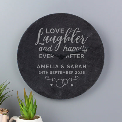 Personalised Love Laughter Slate Clock - MK&JD Gifts