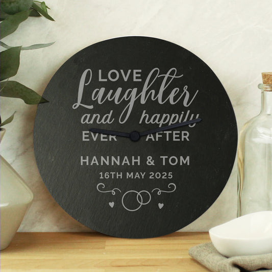 Personalised Love Laughter Slate Clock - MK&JD Gifts