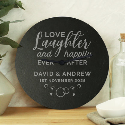 Personalised Love Laughter Slate Clock - MK&JD Gifts