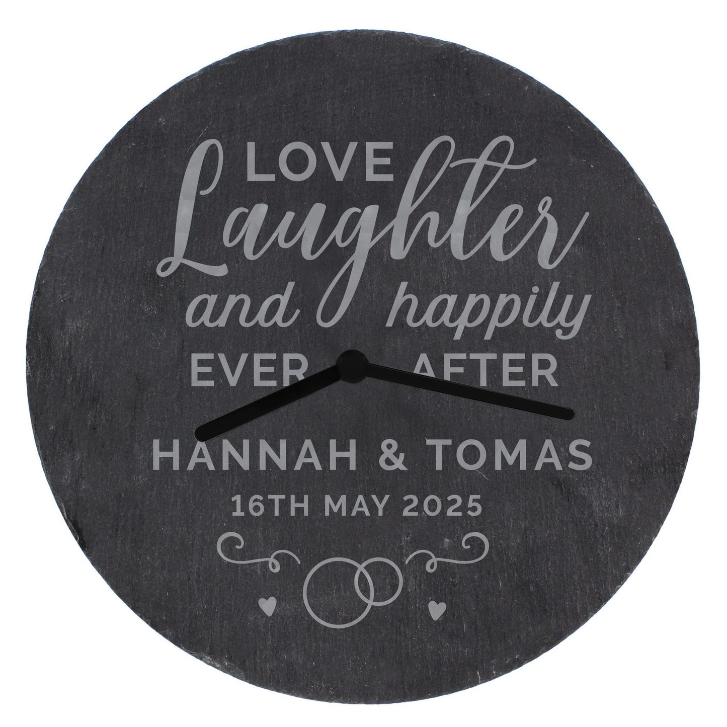 Personalised Love Laughter Slate Clock - MK&JD Gifts