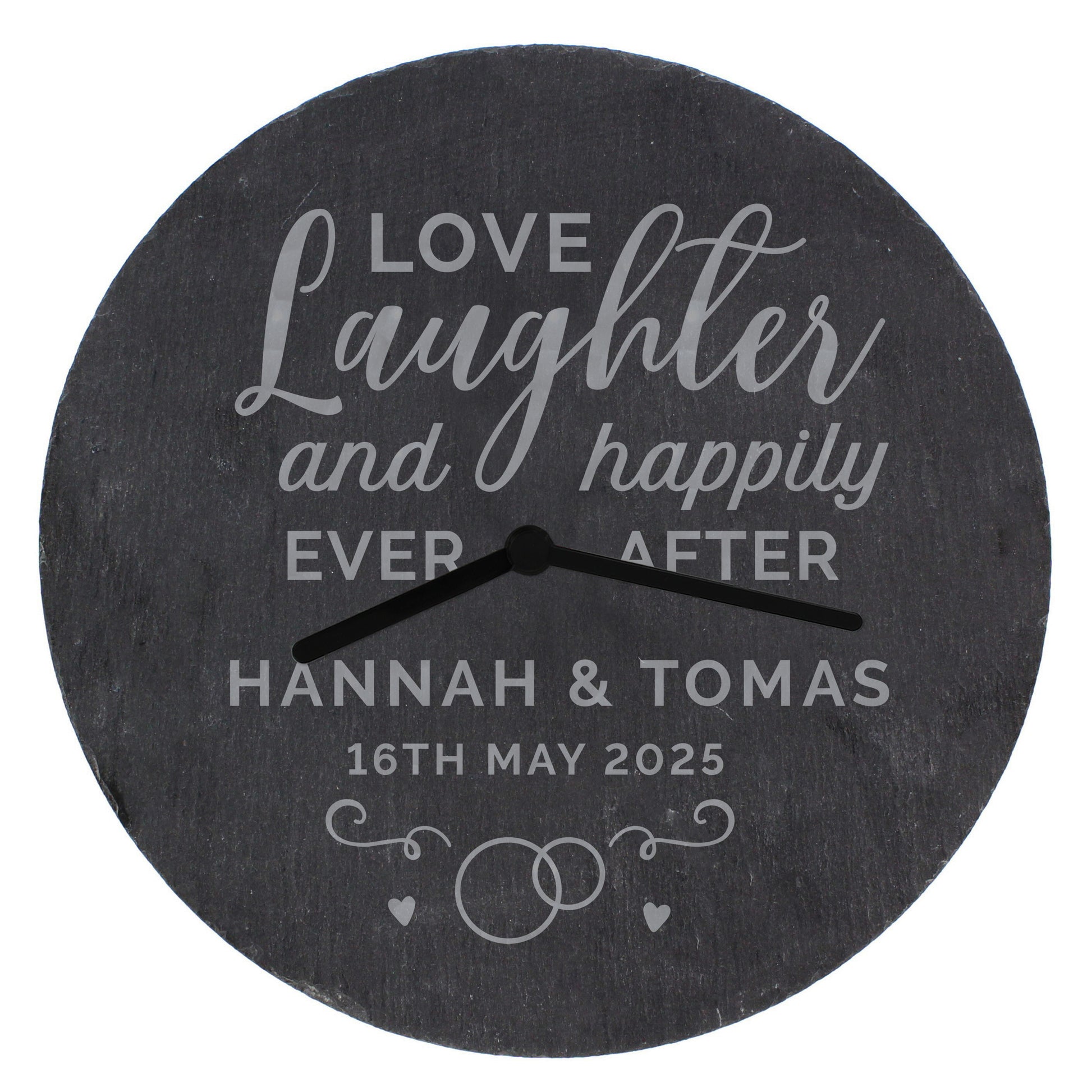 Personalised Love Laughter Slate Clock - MK&JD Gifts