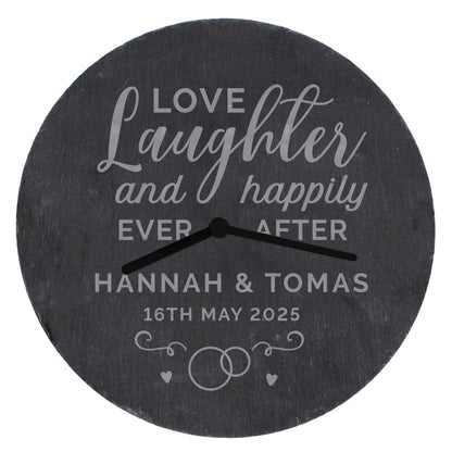 Personalised Love Laughter Slate Clock - MK&JD Gifts