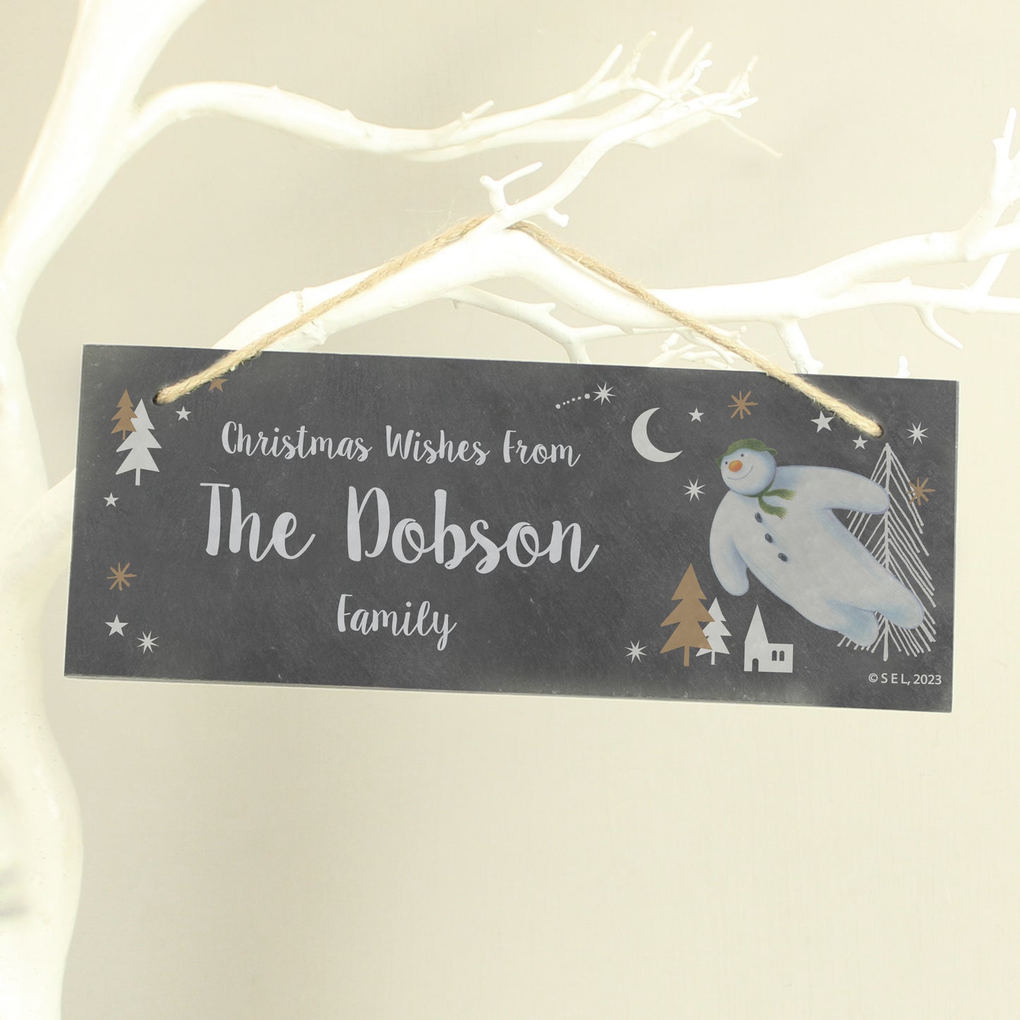 Personalised The Snowman Magical Adventure Hanging Slate Plaque - MK&JD Gifts