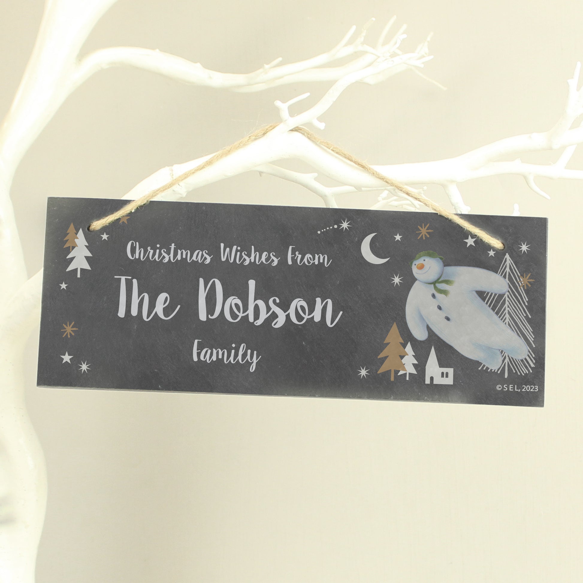 Personalised The Snowman Magical Adventure Hanging Slate Plaque - MK&JD Gifts