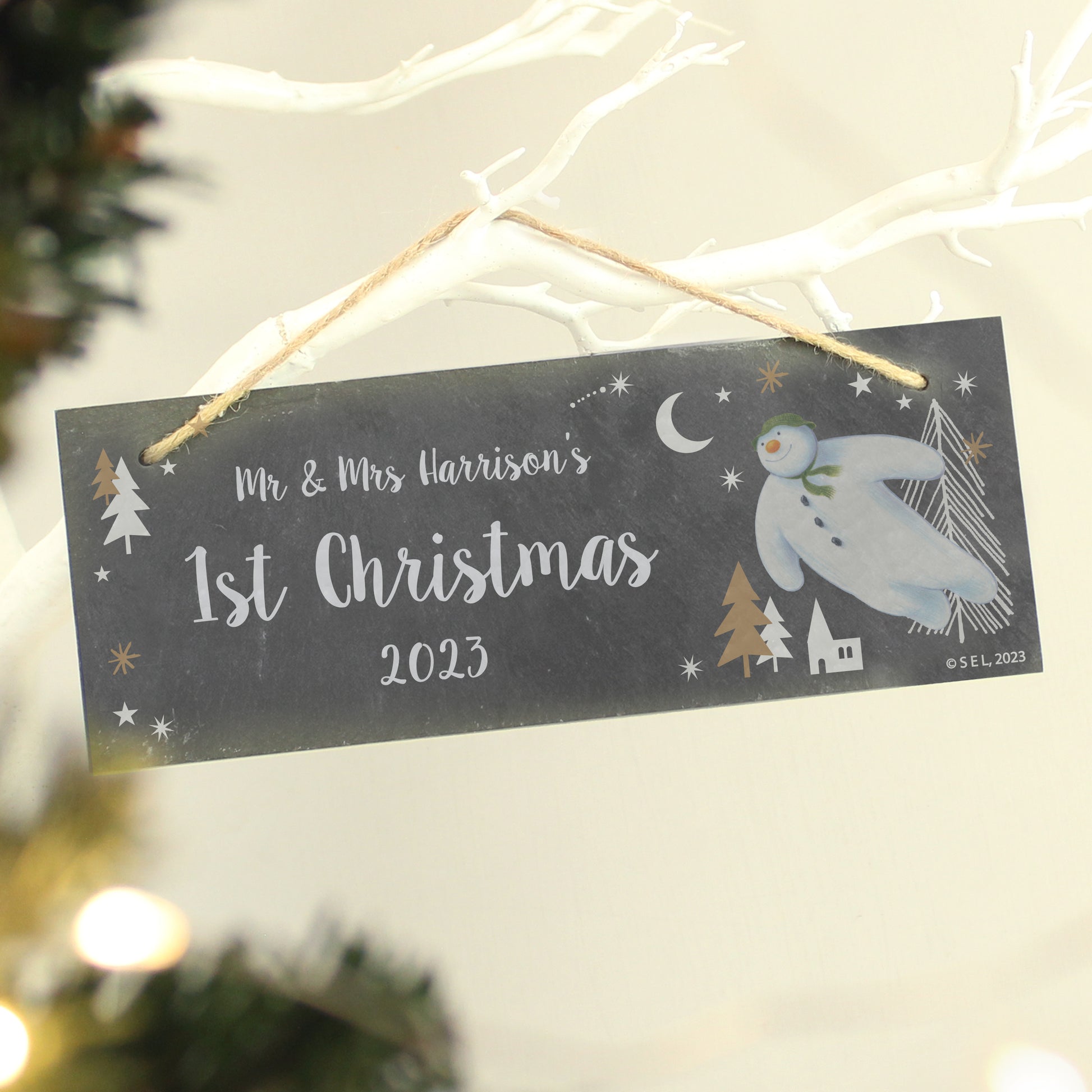 Personalised The Snowman Magical Adventure Hanging Slate Plaque - MK&JD Gifts