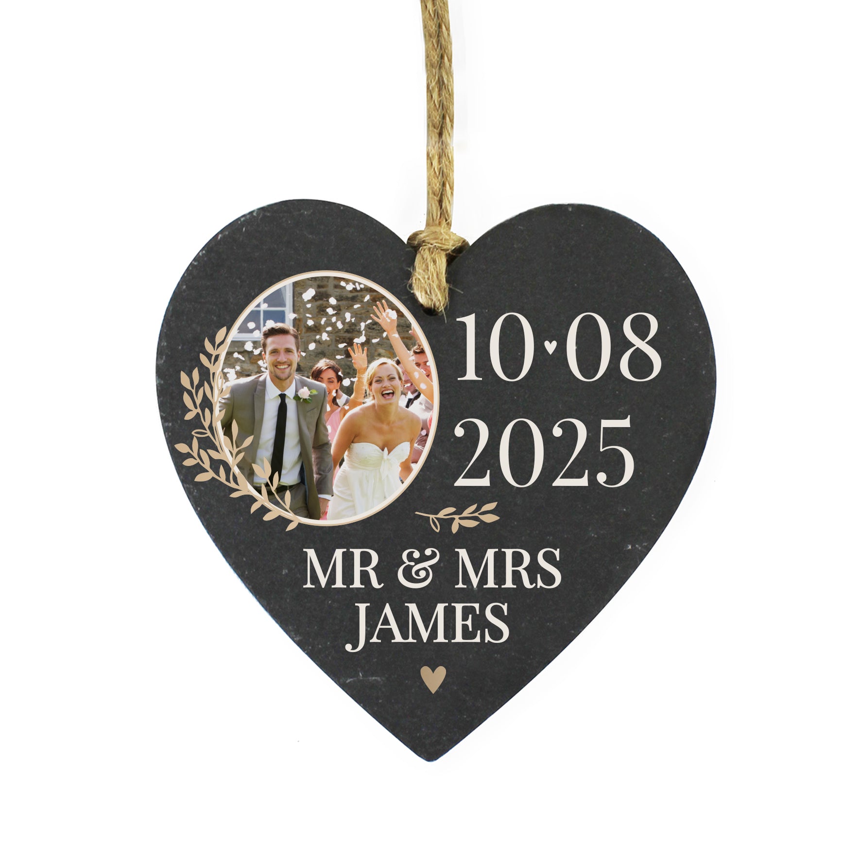 Personalised Large Date Photo Upload Slate Heart Decoration - MK&JD Gifts