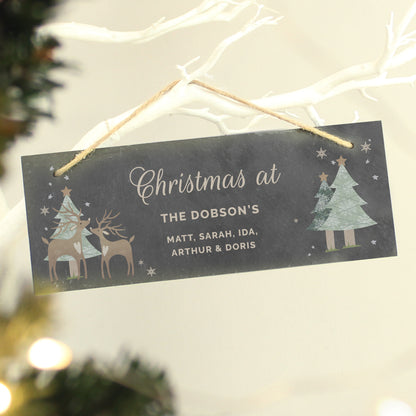 Personalised Christmas Reindeer Hanging Slate Plaque - MK&JD Gifts
