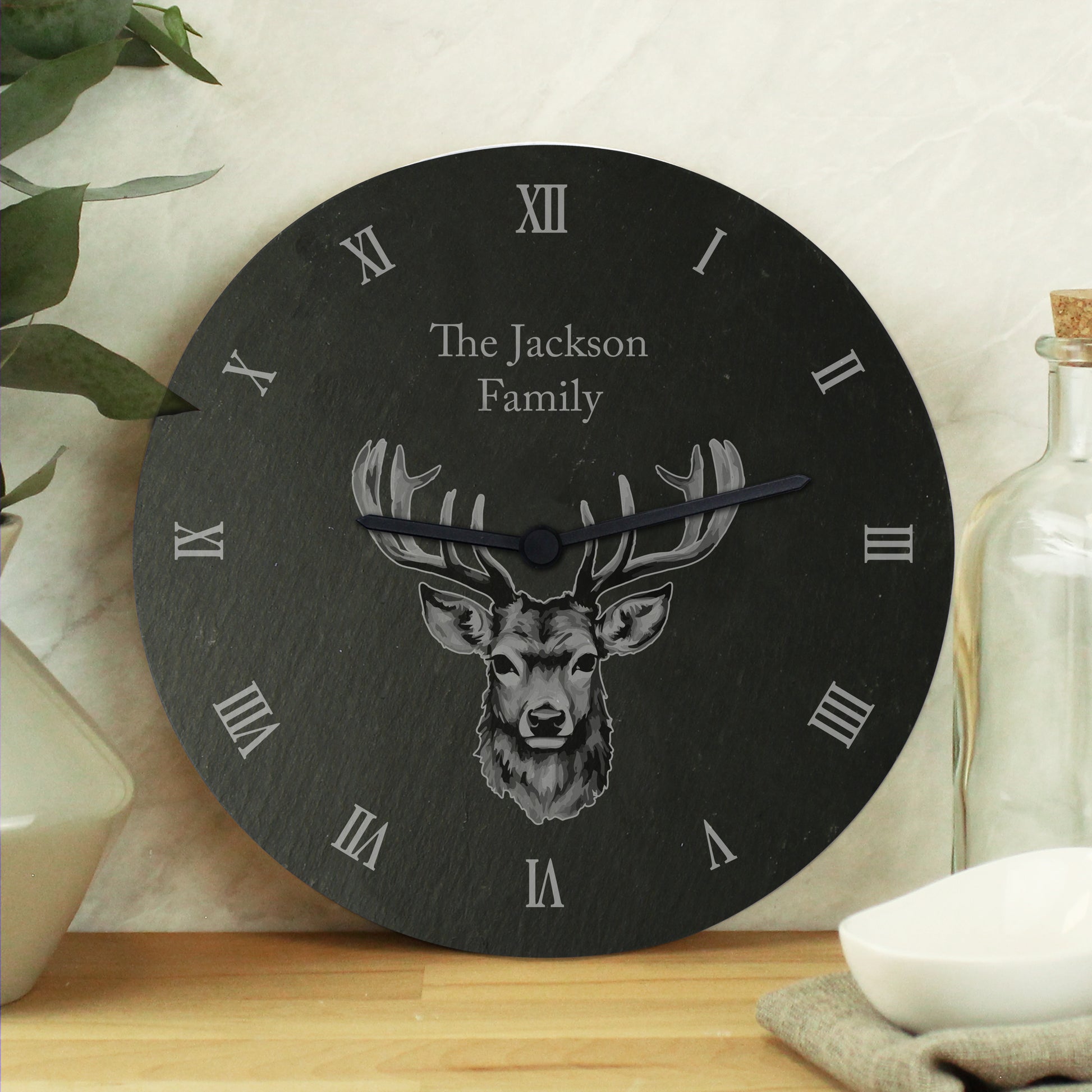 Personalised Stag Slate Clock - MK&JD Gifts
