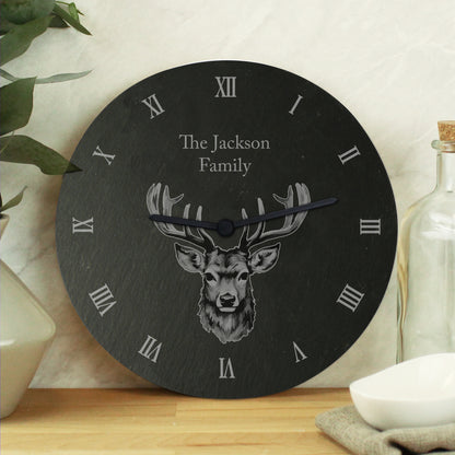 Personalised Stag Slate Clock - MK&JD Gifts