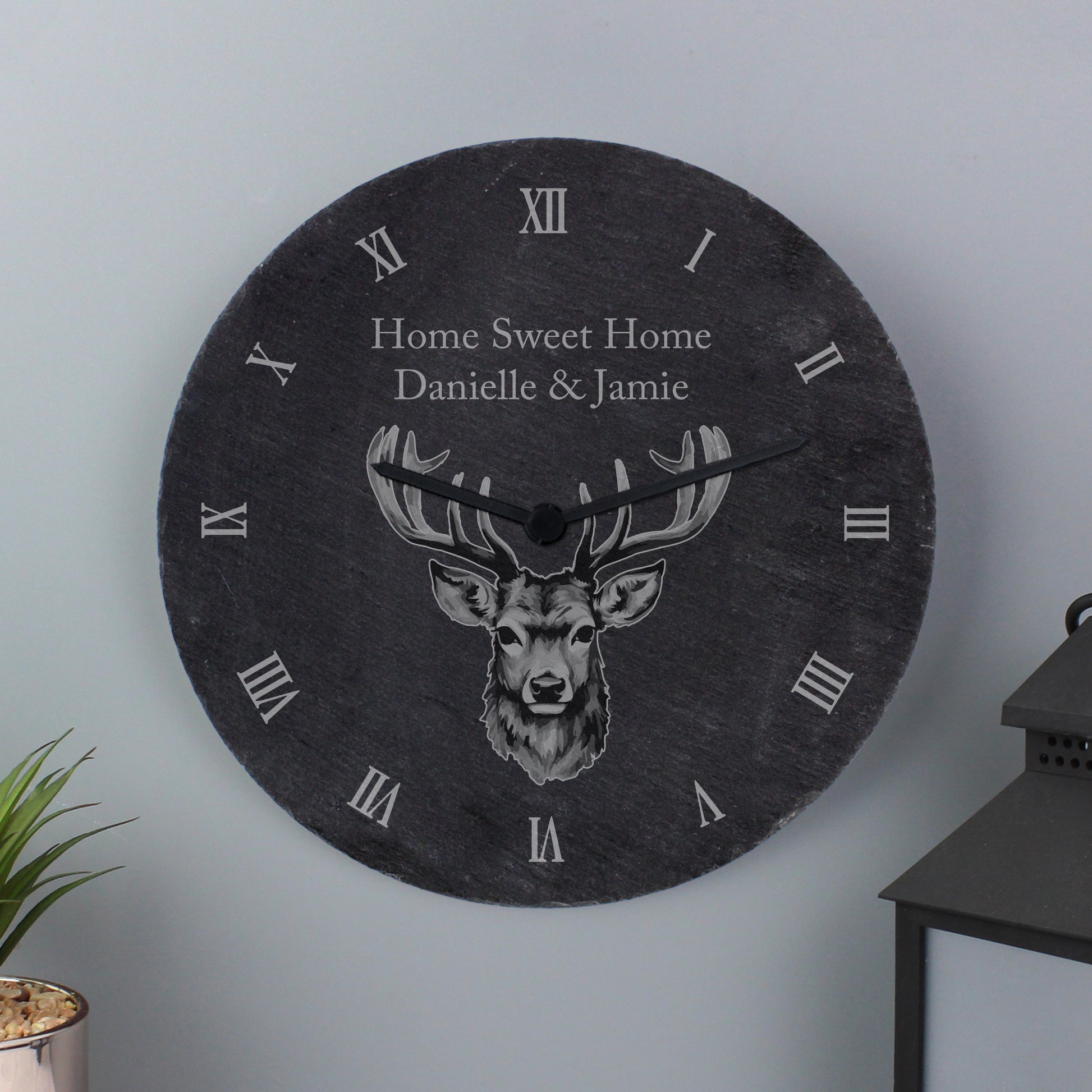 Personalised Stag Slate Clock - MK&JD Gifts
