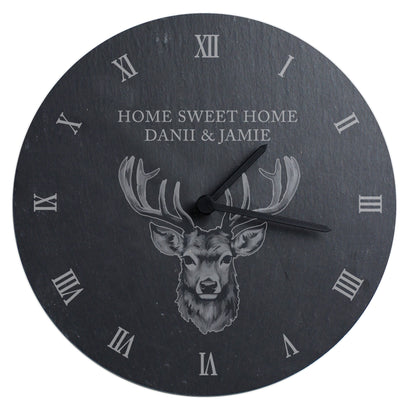 Personalised Stag Slate Clock - MK&JD Gifts