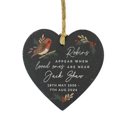 Personalised Memorial Robins Appear Slate Heart - MK&JD Gifts