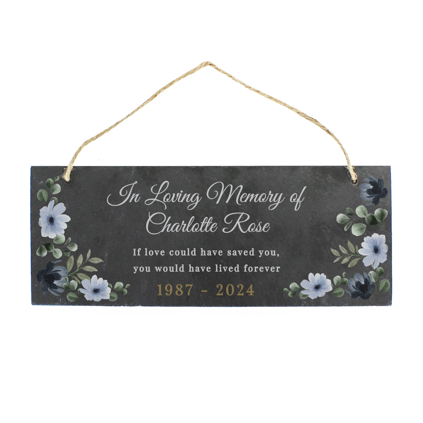 Personalised Memorial Floral Slate Hanging Ornament - MK&JD Gifts