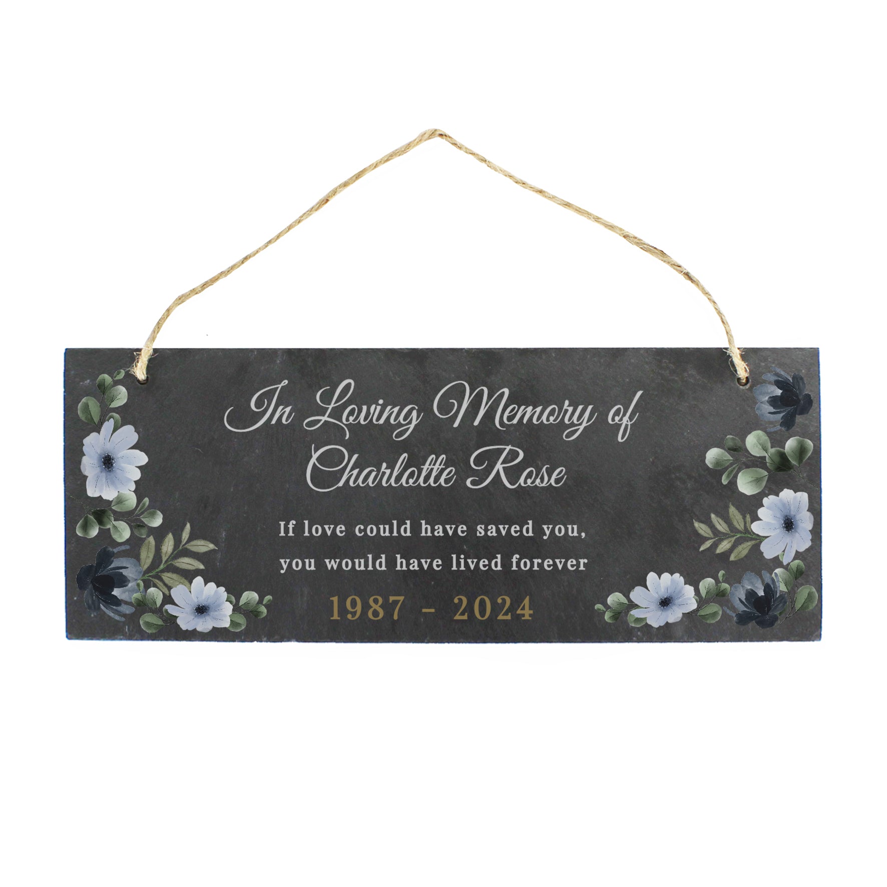 Personalised Memorial Floral Slate Hanging Ornament - MK&JD Gifts