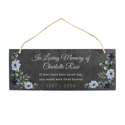 Personalised Memorial Floral Slate Hanging Ornament - MK&JD Gifts