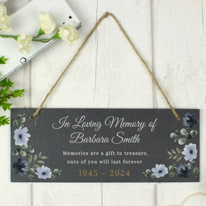 Personalised Memorial Floral Slate Hanging Ornament - MK&JD Gifts