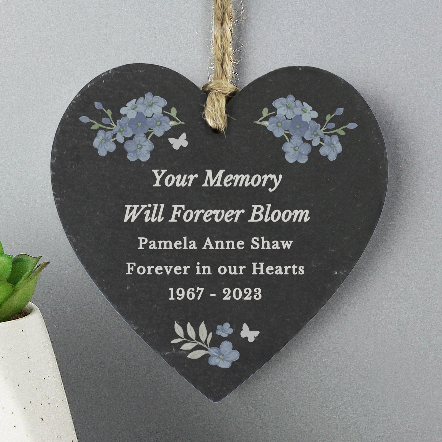 Personalised Memorial Forget Me Not Slate Heart - MK&JD Gifts