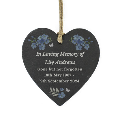 Personalised Memorial Forget Me Not Slate Heart - MK&JD Gifts
