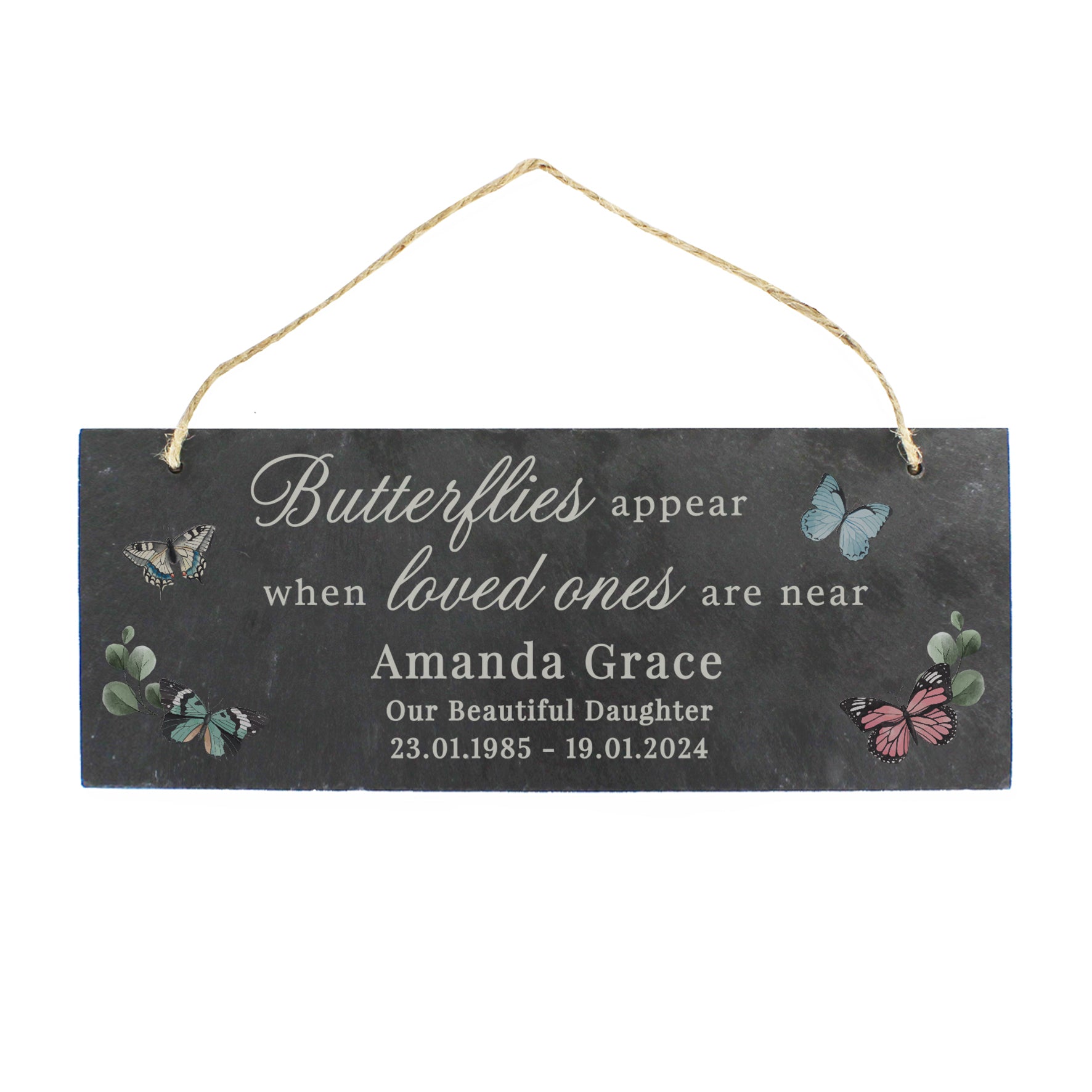 Personalised Memorial Butterflies Appear Slate Hanging Ornament - MK&JD Gifts