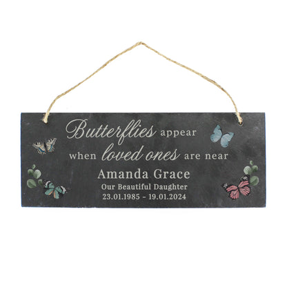 Personalised Memorial Butterflies Appear Slate Hanging Ornament - MK&JD Gifts
