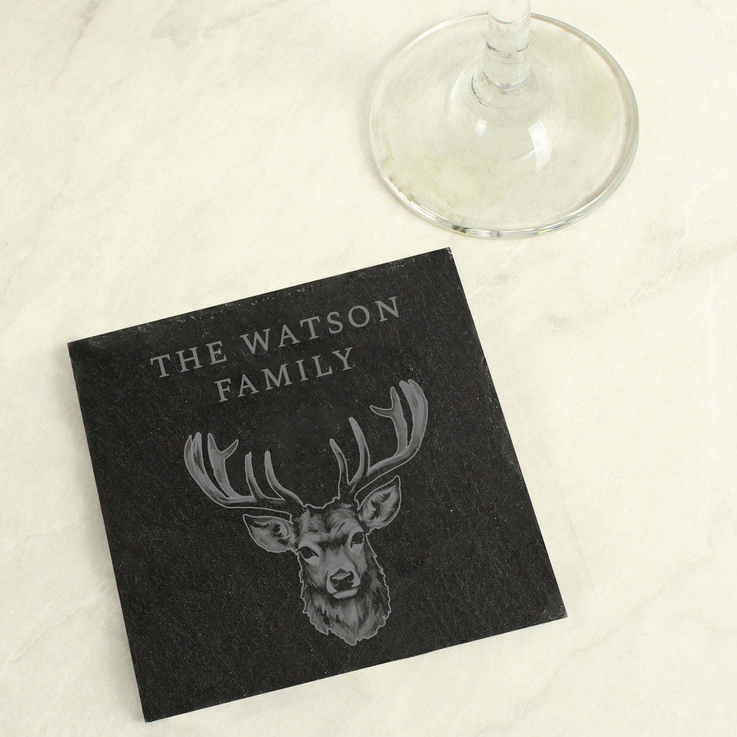 Personalised Stag Slate Coaster - MK&JD Gifts