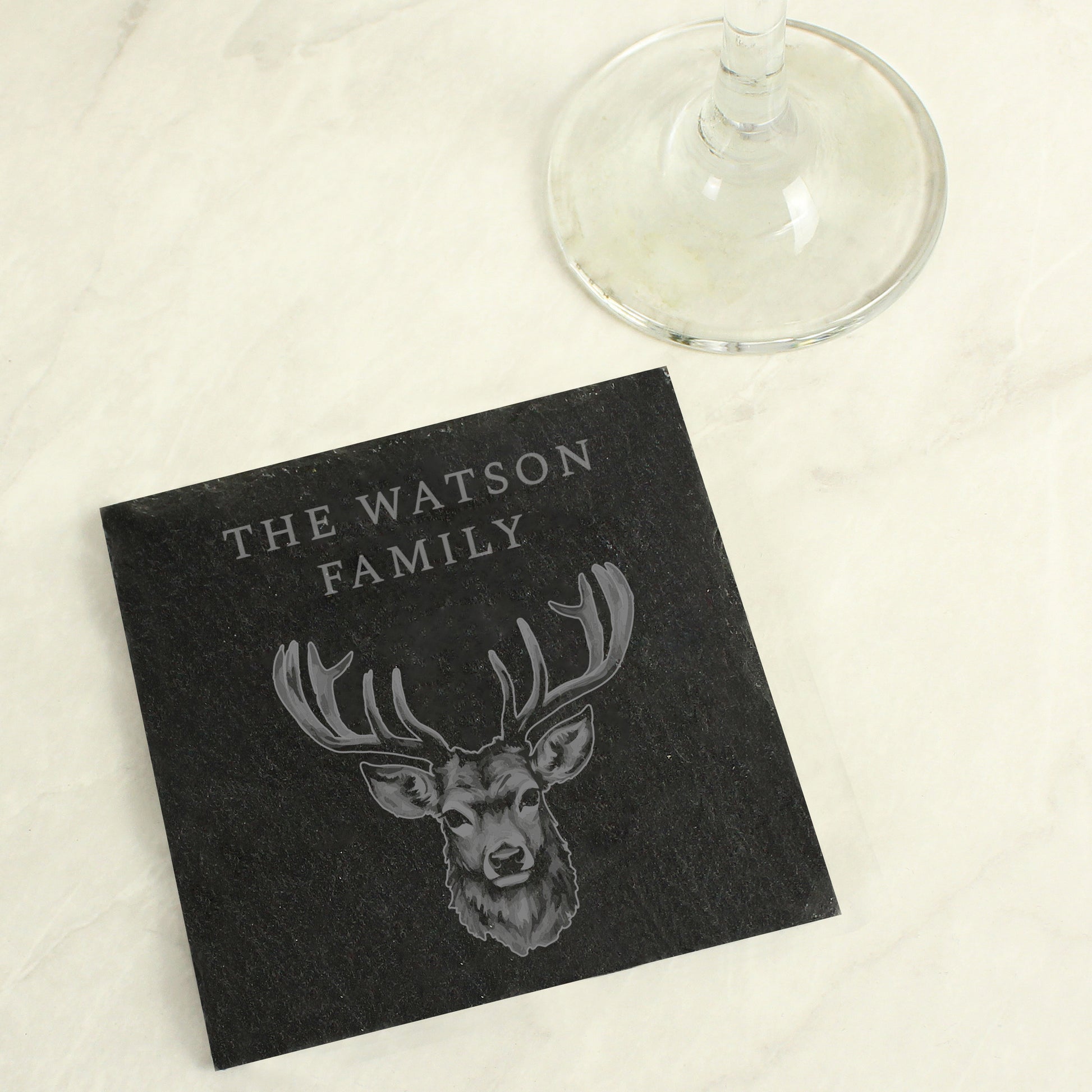 Personalised Stag Slate Coaster - MK&JD Gifts