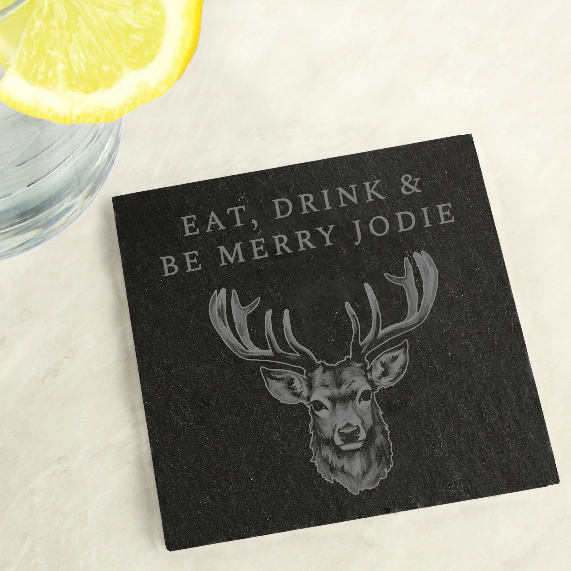 Personalised Stag Slate Coaster - MK&JD Gifts