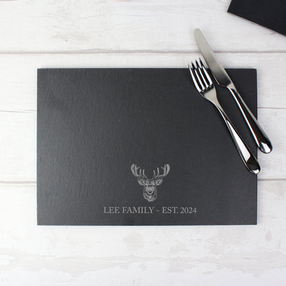 Personalised Stag Slate Placemat - MK&JD Gifts