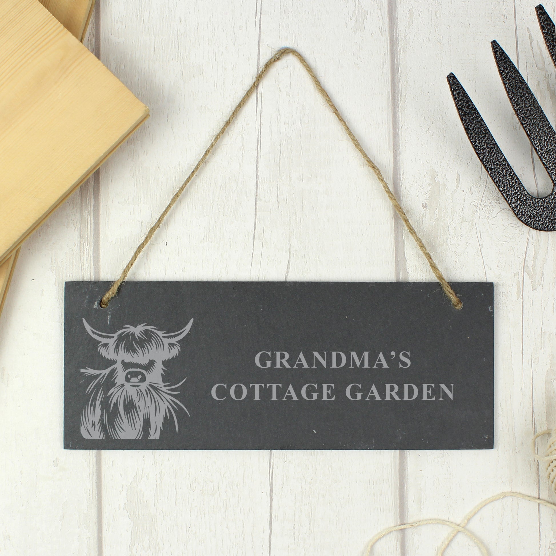 Personalised Highland Cow Slate Sign - MK&JD Gifts