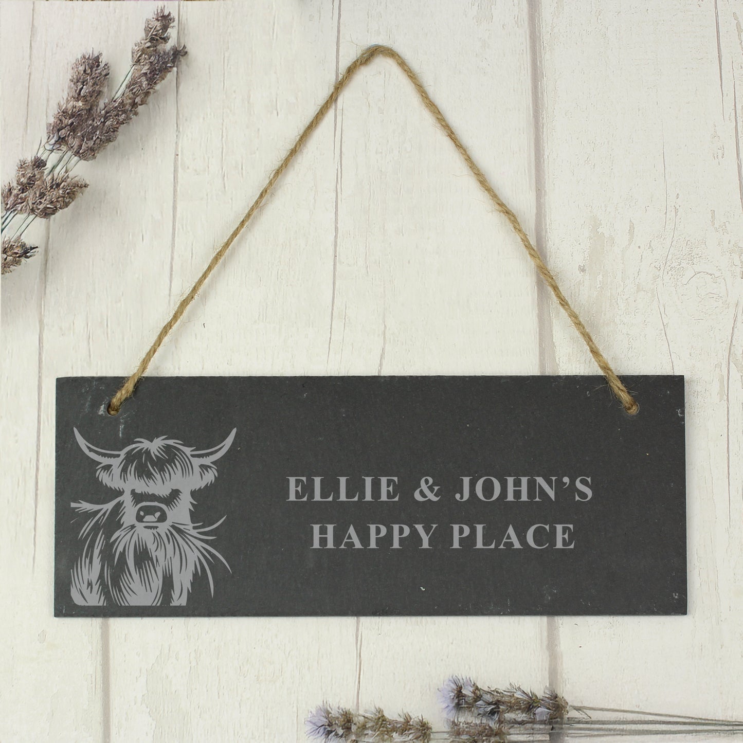 Personalised Highland Cow Slate Sign - MK&JD Gifts