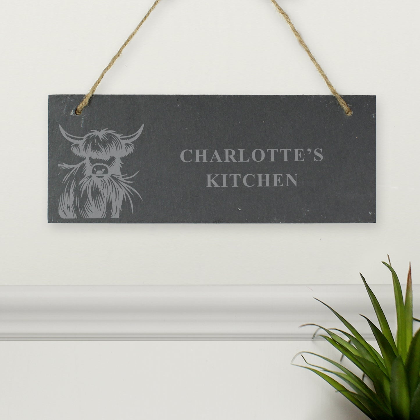 Personalised Highland Cow Slate Sign - MK&JD Gifts