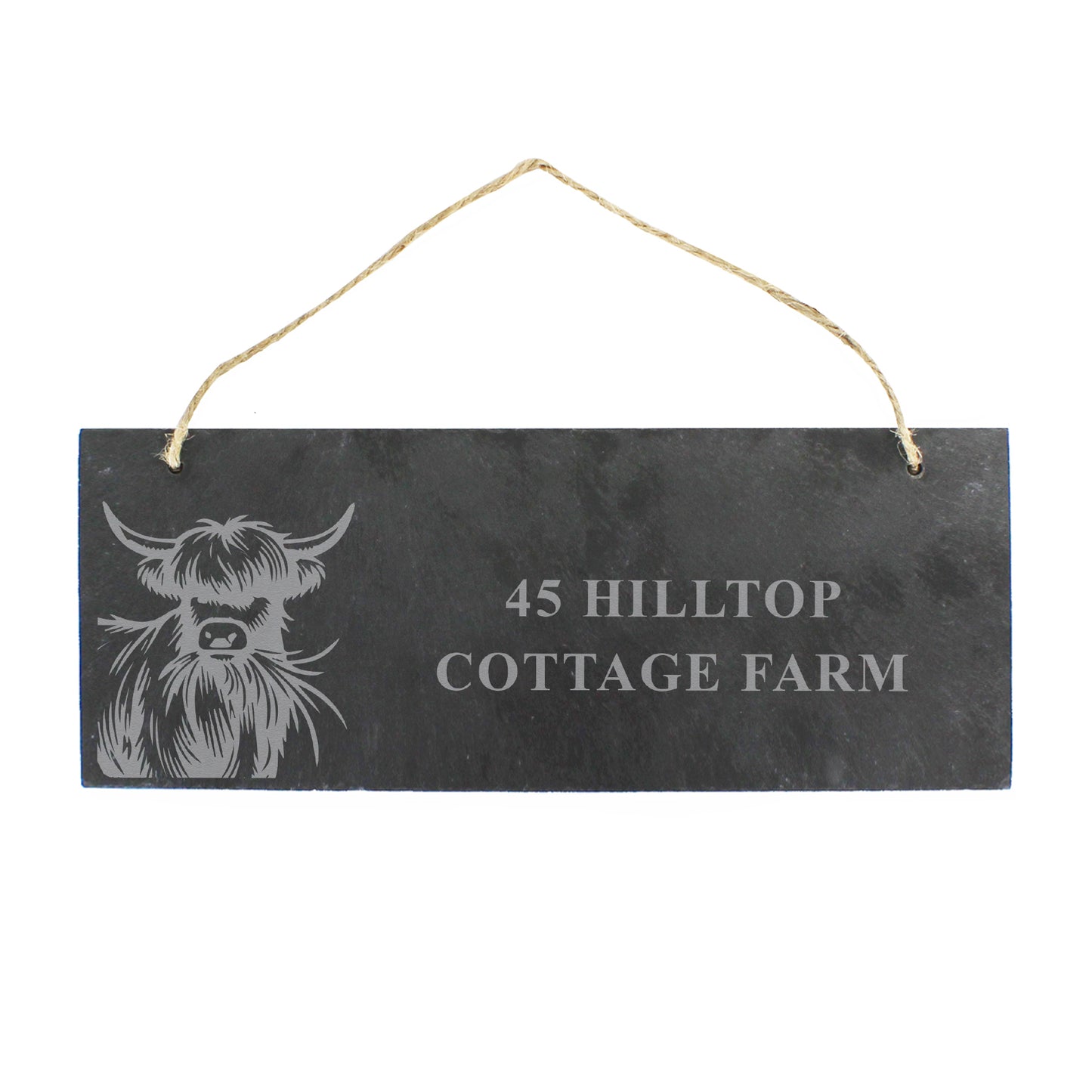 Personalised Highland Cow Slate Sign - MK&JD Gifts