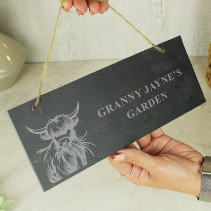 Personalised Highland Cow Slate Sign - MK&JD Gifts
