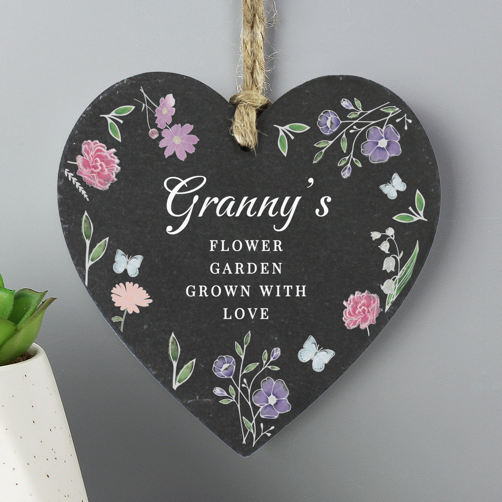 Personalised Wild Flowers Slate Heart - MK&JD Gifts